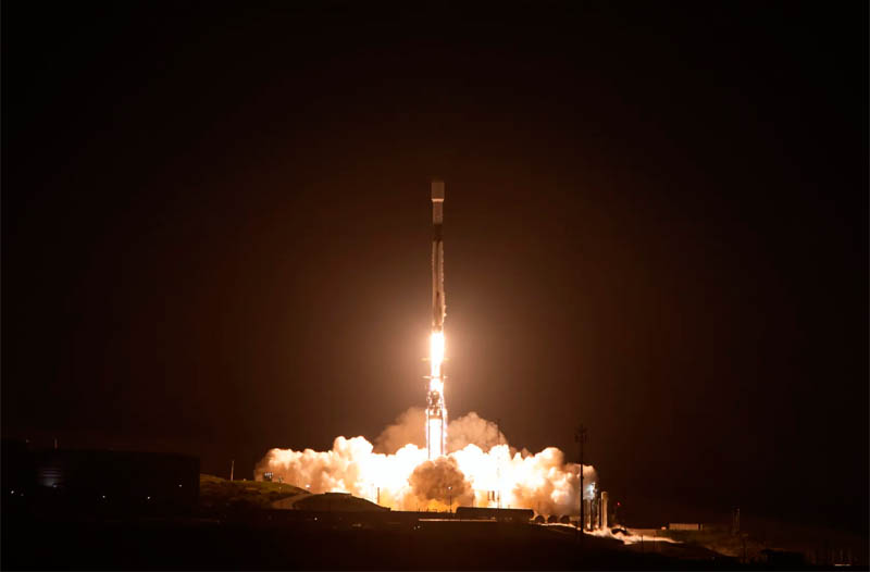 NASA's SPHEREx (Spectro-Photometer for the History of the Universe, Epoch of Reionization and Ices Explorer) observatory and PUNCH (Polarimeter to Unify the Corona and Heliosphere) satellites lift off on a SpaceX Falcon 9 rocket from Vandenberg Space Force Base in California on March 11, 2025.
Credit: SpaceX