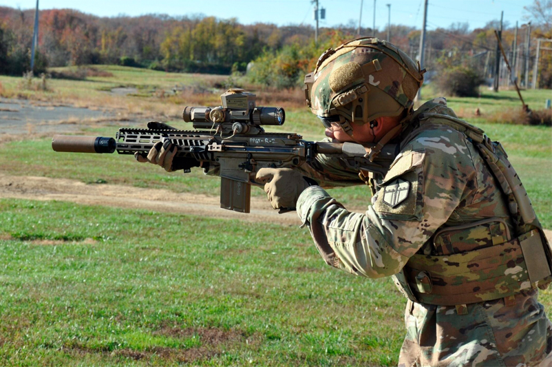 A soldier aims the NGSW-FC during a controllability trial. This is one of many smart scopes and reconnaissance and surveillance optical systems that rely on Microoled's innovative AMOLED displays. Photo credit: US Army.