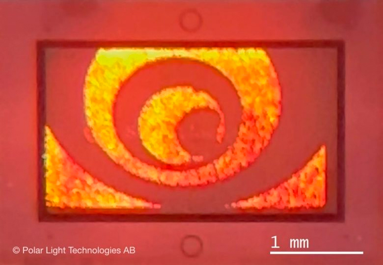 Polar Light's first micro-display prototype proves the ability to integrate its &mu;LED architecture into working products. Image: Polar Light Technologies.