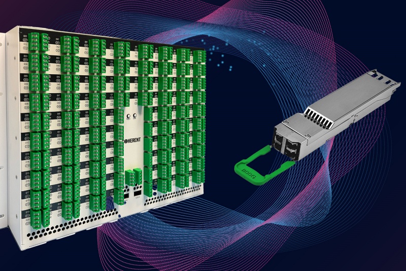 The Coherent team sees a significant market opportunity emerging in optical circuit switches for data centers. While the company has previously sold components including pluggable transceivers for switch applications, it has just sold its first entire switch system. Based on liquid-crystal rather than MEMS technology, it is claimed to be inherently more reliable than rival systems, and could open up a new revenue stream for the firm's data center and communications division. Image: Coherent.