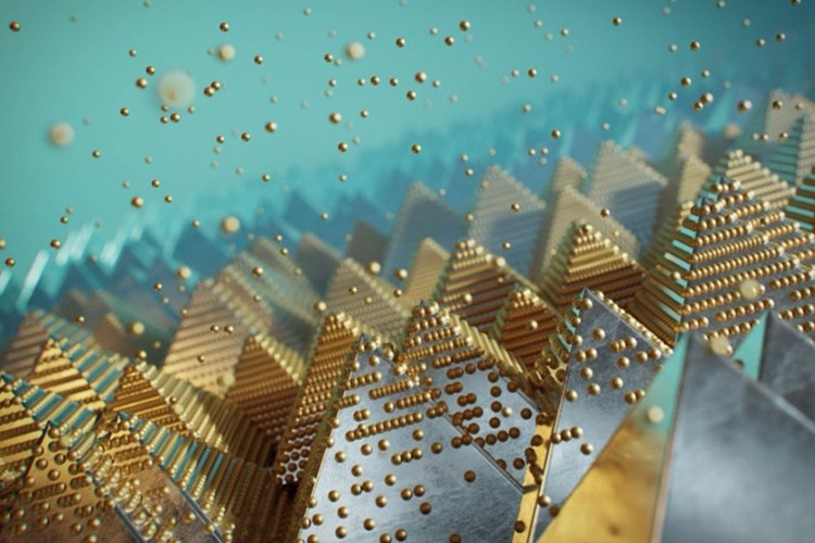 Illustration of quantum dots as they are deposited on a textured surface. Image: Brendan Daniel Thompson. 
