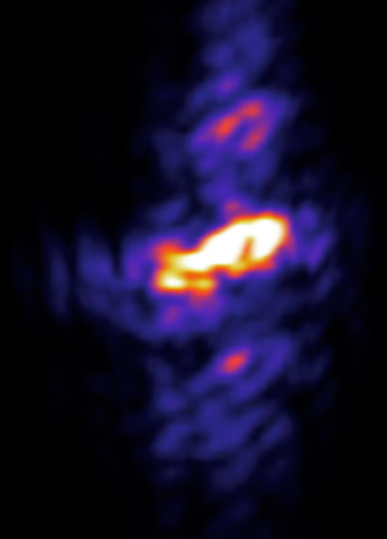 A bright x-ray flash in which Rabi cycling and filamentation were observed. Credit: Thomas Linker/SLAC National Accelerator Laboratory.
