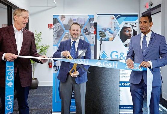 G&H officially inaugurated its new Innovation Hub for Life Sciences in Rochester, New York, on May 1st. The facility is said to uniquely integrate optics and photonics capabilities into life sciences manufacturing. Pictured at the ribbon-cutting ceremony (from left) are the Greater Rochester Chamber of Commerce president Robert Duffy, G&H executive VP for life sciences Bryan Bothwell, and Rochester mayor Malik Evans. Photo: G&H.