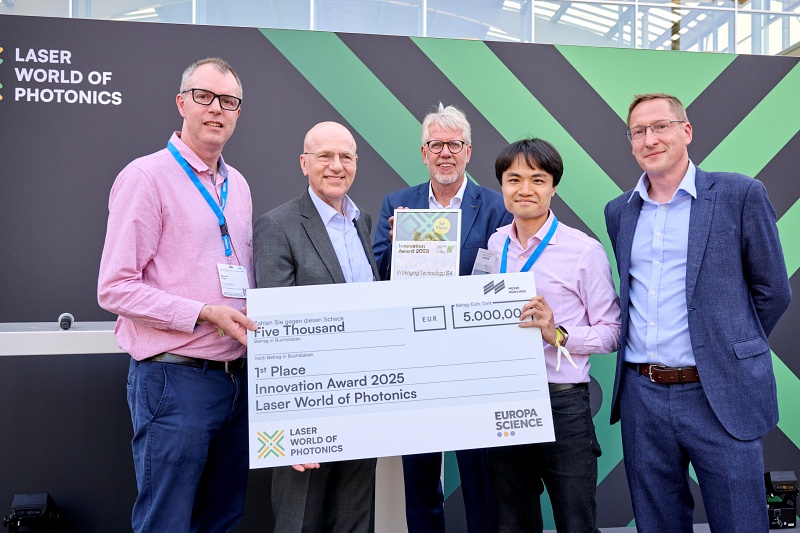 Pi Imaging Technology claimed first prize in the Innovation Awards at last month's LASER World of Photonics trade show in Munich, Germany. Photo: Messe M&uuml;nchen.