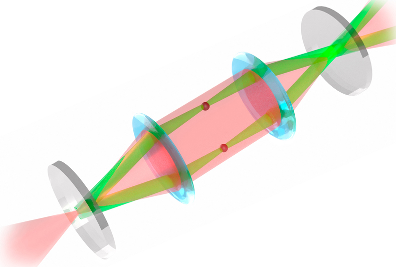 The new type of microscope makes light travel in a circle. That way it can interact multiple times with the sample. &copy; TU Vienna.