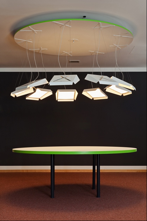 The large-scale OLED luminaire developed under the &euro;20 million OLED100.eu project that was part-funded via the European Commisssion. The efficacy of the luminaire is 27 lm/W - much lower than typical inorganic LED luminaires currently - but showed good lifetime performance, says the development team. Credit: Novaled.