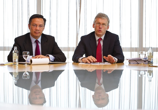 New Philips CEO Frans van Houten (right), and CFO Ron Wirahadiraksa, announcing the first quarter 2011 results. Credit: Royal Philips Electronics.