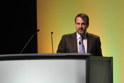 Duke University's Adam Wax presenting details of an OCT probe for early-stage cancer detection at the BiOS 