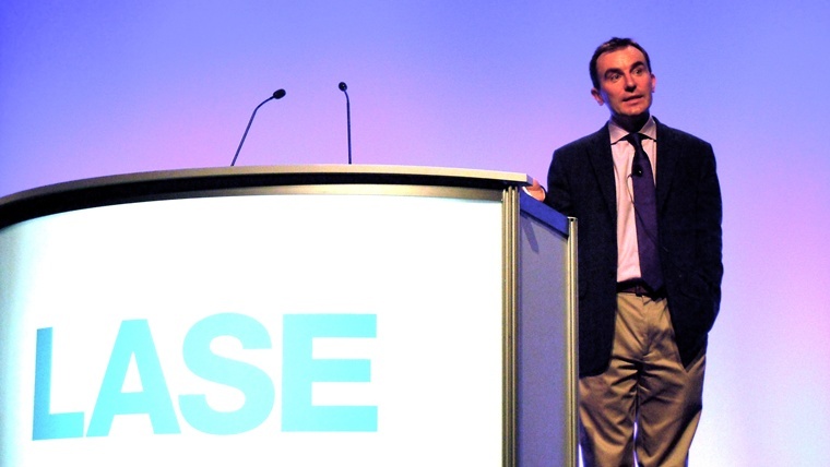 NIF's Mike Dunne updates the Photonics West LASE plenary conference on progress at the giant laser fusion facility. Credit: Matthew Peach.