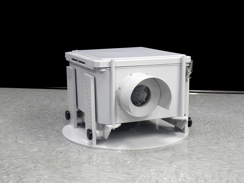 The LaserFire system, designed for covert free-space optical communications. It will be manufactured at Schott's lighting and optics facility in Southbridge, Massachusetts, with a volume of around 100 units per year anticipated by 2015. Credit: Schott North America/Space Photonics.