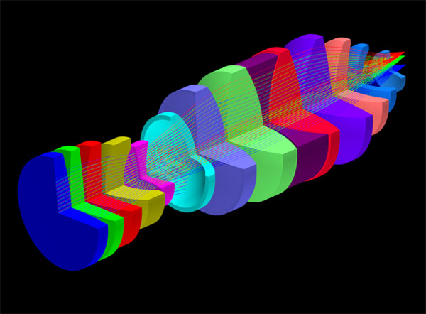 A microlithography projection lens designed modeled in the Sequential mode of Zemax (taken from Zebase).