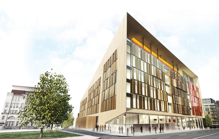 An artist's impression of Strathclyde's &pound;89M Technology and Innovation Centre (TIC), which will eventually become home to the Fraunhofer Centre for Applied Photonics. Now under construction, the TIC is scheduled for completion in 2014. Credit: University of Strathclyde.
