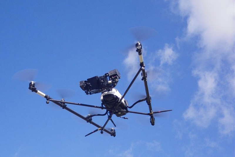 The tiny STS spectrometers, which weigh just 68 grams, are being flown over agricultural land in New Zealand by a drone. Credit: Ocean Optics.