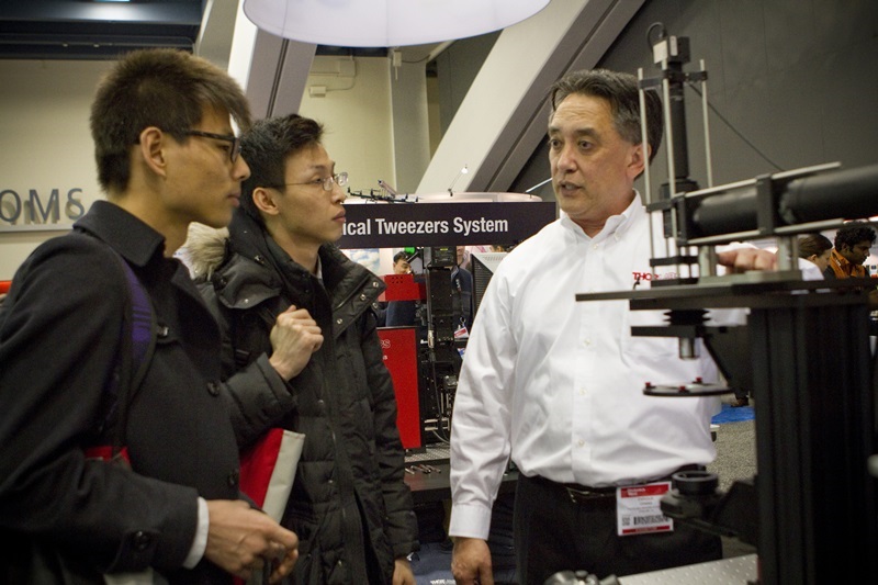 Potential customers visit the Thorlabs booth at this year's SPIE Photonics West exhibition. Since then, the company has expanded and continued its strategic move up the photonics value chain. Credit: SPIE/Joey Cobbs.