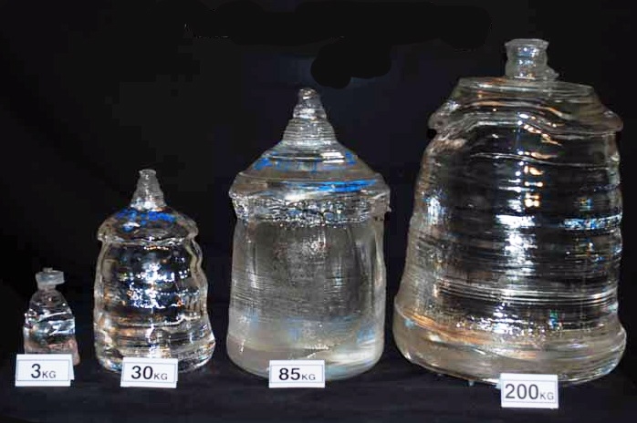 Rubicon's boules: the company's sapphire windows and substrates were on show at the recent Photonics West exhibition in San Francisco. Credit: Rubicon Technology.