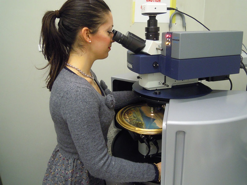 Painting stratigraphy analysed by micro-SORS at CNR-ICVBC, Milan. Credit: ICVBC-CNR, Milan.