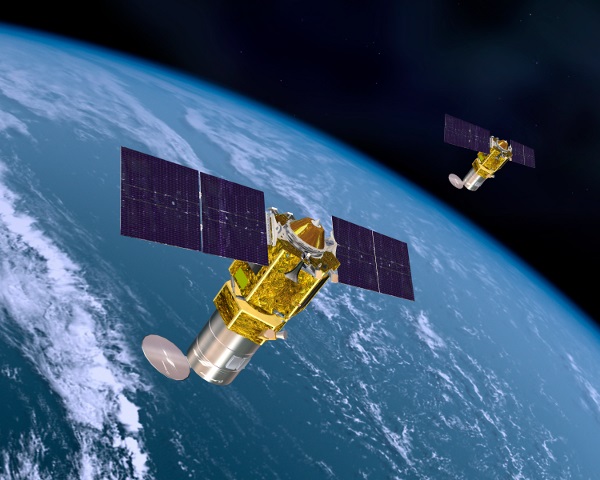 An artist's impression of two Boeing 502 Phoenix satellites in orbit. The first customer to place on order for the 502 Phoenix is HySpecIQ, which has ordered two satellites featuring a complete hyperspectral imaging system. The orbiters that will carry the imaging payload are smaller than a car, measuring 1.25m wide by 1.25m deep and only 1m in height. Delivery is scheduled for 2018. Credit: Boeing.