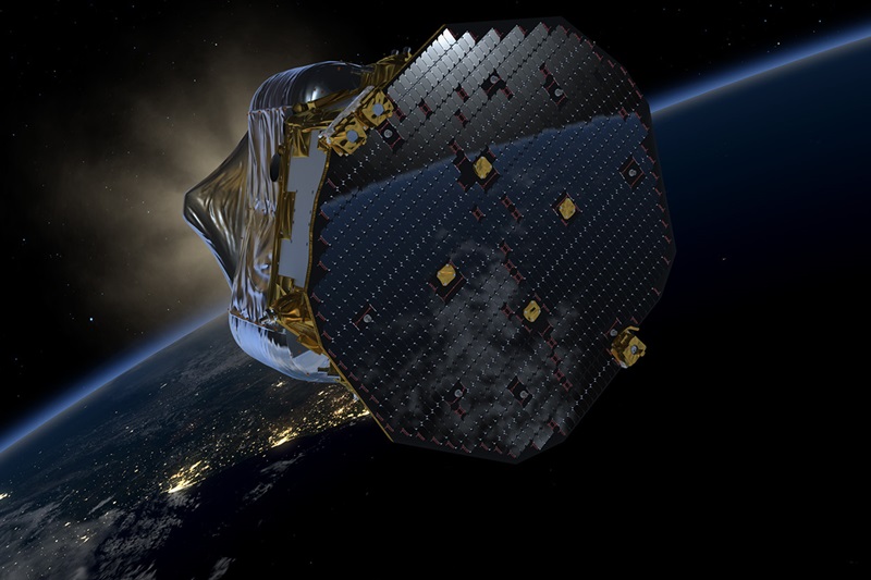 Artist's impression of the LISA Pathfinder satellite in orbit. Launched December 3, 2015, it is currently headed towards the 