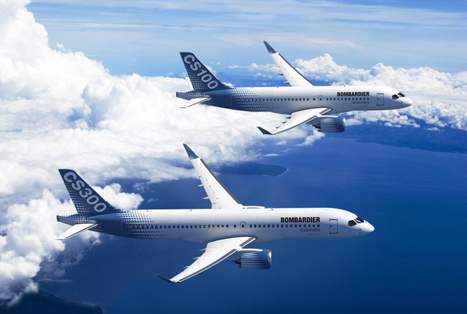AM-produced compressor stators and synch ring brackets will be fitted in P&W's PurePower PW1500G engines, which exclusively power the Bombardier CSeries aircraft family. Photo: Bombardier.