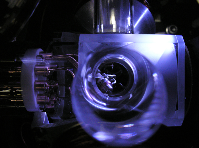 Radio-frequency trap of PTB's optical ytterbium single-ion clock. Photo: PTB.