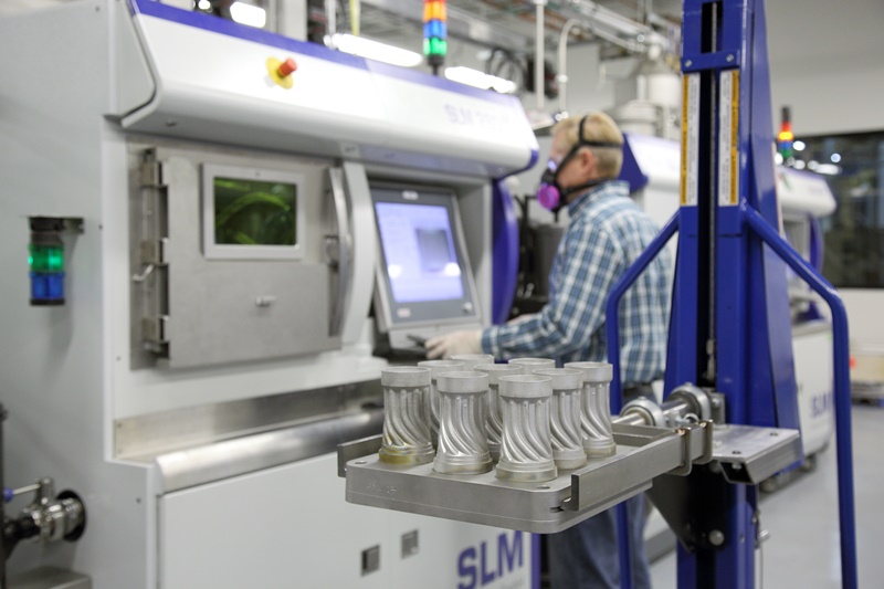 An SLM machine in action at GE Power's Advanced Manufacturing Works in Greenville, South Carolina. Photo: GE Power