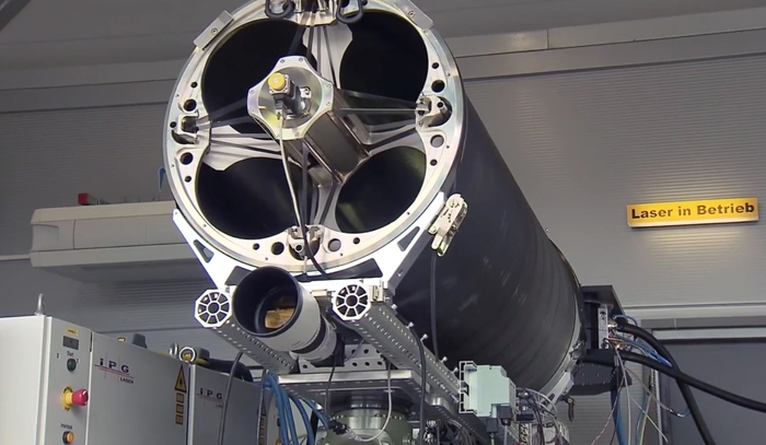 MBDA's German operation has been working on laser weapons since 2008. Recent tests on the prototype system, shown here to be powered by high-power IPG fiber lasers, are said to be very positive. Photo: MBDA Systems.
