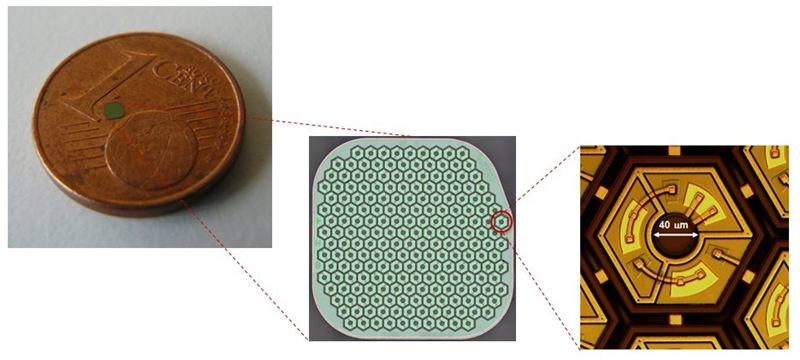 Measuring just 2mm across and tens of microns thick, Pixium's 'PRIMA
