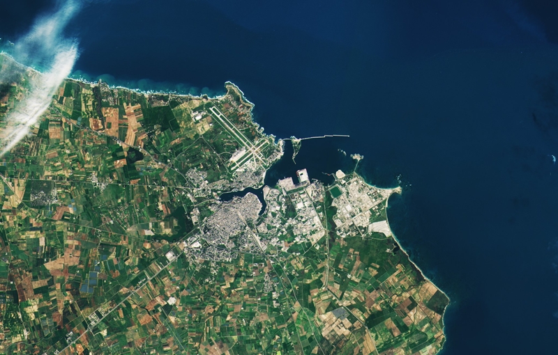 Eye on Brindisi: e2v's high-performance imaging sensors recently captured this satellite image of the southern Italian port city of Brindisi, on board the 
