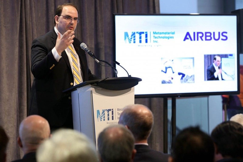 MTI's CEO and founder George Palikaras, speaking during the February 2017 announcement of a deal with aerospace giant Airbus. Photo: MTI.