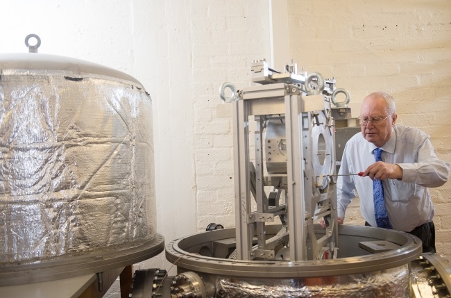 University of Glasgow professor Jim Hough has been instrumental in the development of the optical test masses that are critical elements in the LIGO and Virgo laser interferometer facilities. Photo: University of Glasgow.