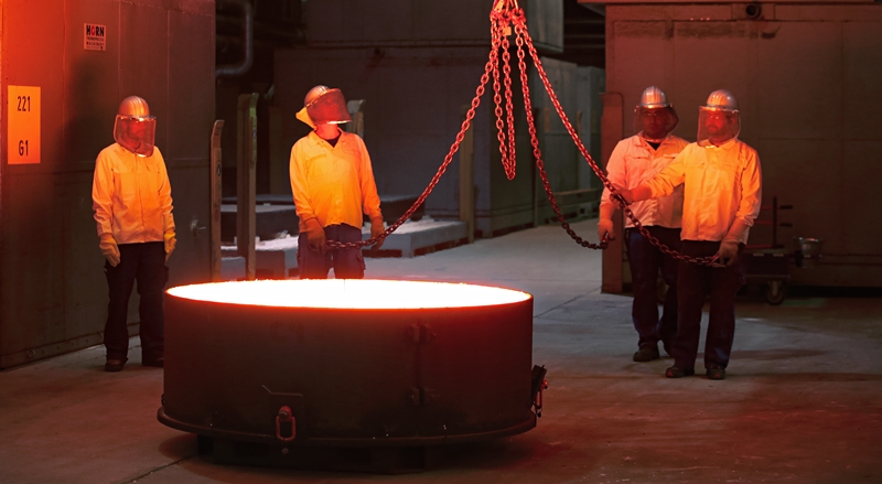 The first hexagonal segments for the main mirror of ESO's Extremely Large Telescope (ELT), shown here being cast by the German company Schott at its facility in Mainz. These segments will form the 39-meter diameter main mirror, which will comprise 798 segments in total when completed. The ELT will be the largest optical telescope in the world when it sees first light, currently scheduled for 2024. Photo: Schott/ESO.