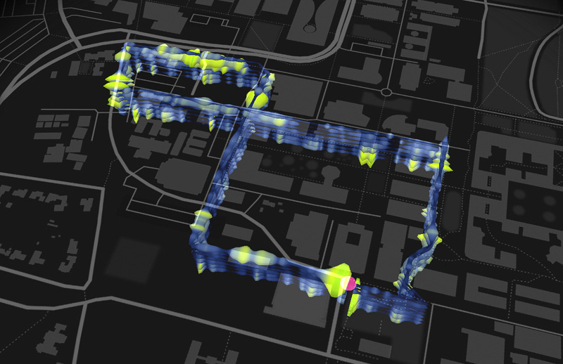 The 3-mile, figure-8 loop of optical fibres installed beneath the Stanford campus as part of the fibre optic seismic observatory.