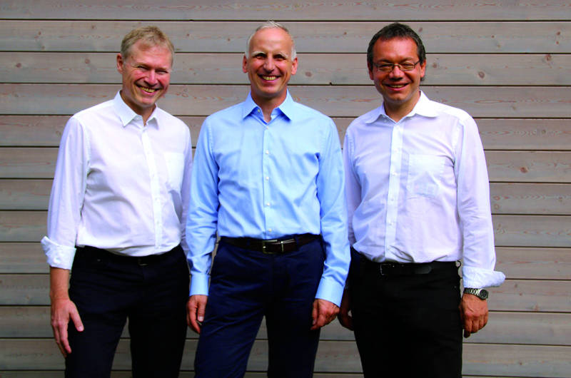 Integrated: New partners Dr. Klaus-Henning Noffz (CEO, Silicon Software), Dr. Dietmar Ley (CEO, Basler AG), Dr. Ralf Lay (CEO, Silicon Software). Image: Basler.