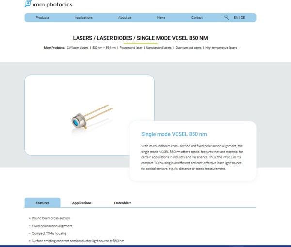 IMM Photonics brings polarization-maintaining VCSEL laser diode on the market 