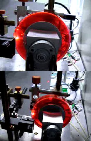 Video stills of laser set-up