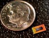 Transceiver chip next to a US dime.