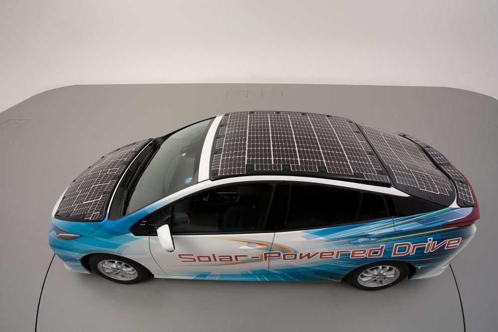 Road testing: Prototype electric car fitted with solar panels and batteries.