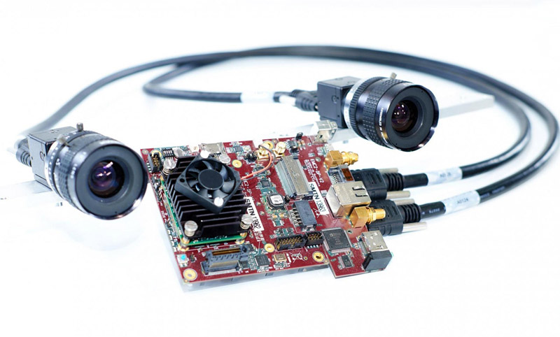 Stereo camera and the embedded system installed on the drone.