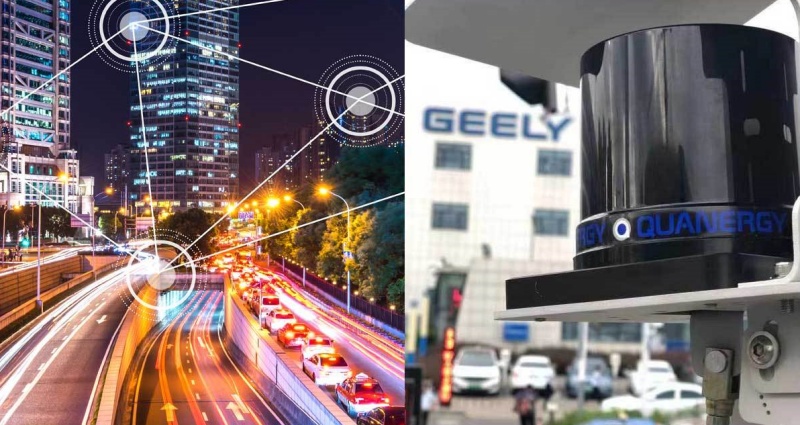 Smart city apps and Lotus car fitted with Quanergy’s S3-8 solid-state LiDAR.
