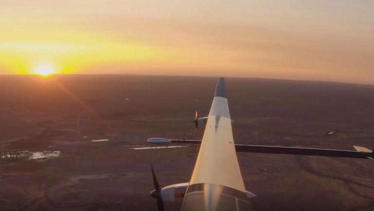 Sunny side up: Flying over the RAAF Woomera Test Range in South Australia.