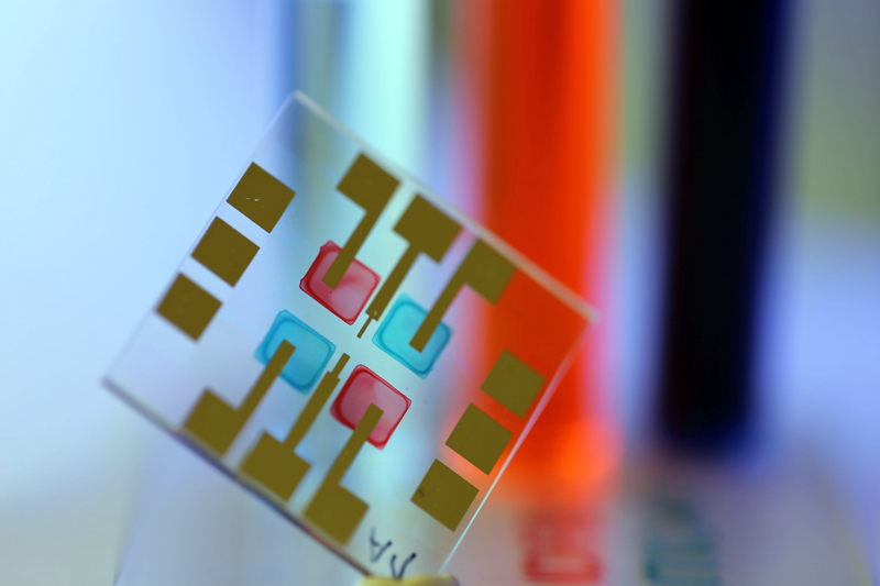 Color-selective organic sensors inkjet printed with semiconducting inks.