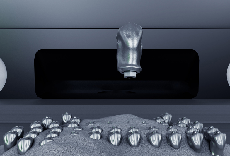 3D printer uses preforms to boost efficiency in production of dental implant parts.