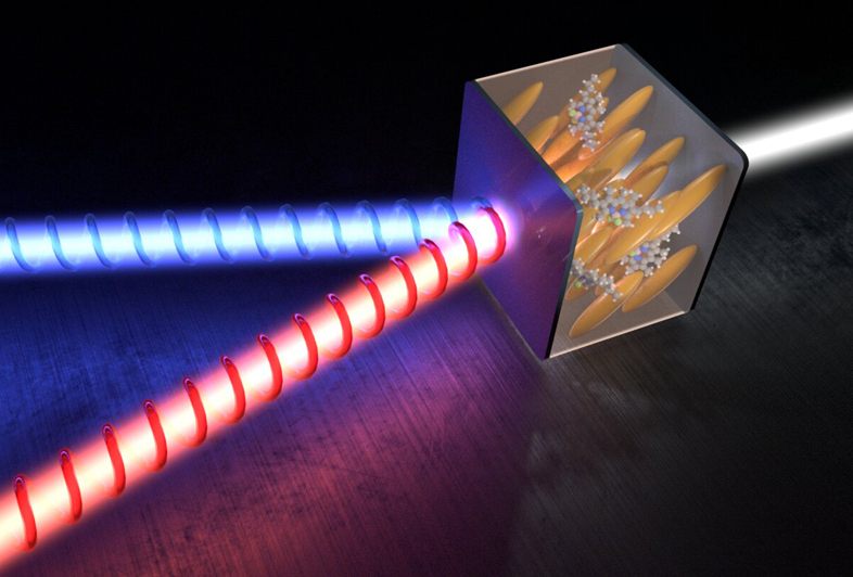 Tunable microlaser emitting two beams.