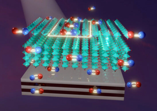 Interaction between perovskite (cyan) and metal-dielectric substrate.
