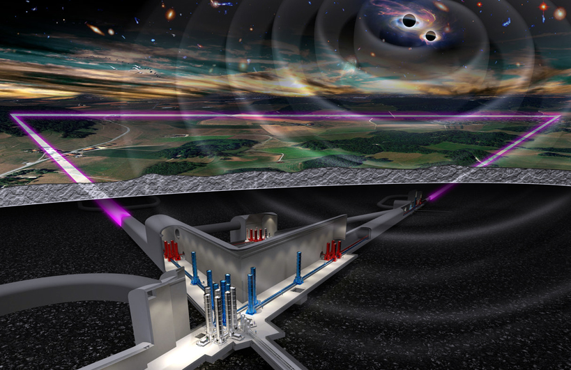 Artist's impression of the underground Einstein Telescope. Click for info.