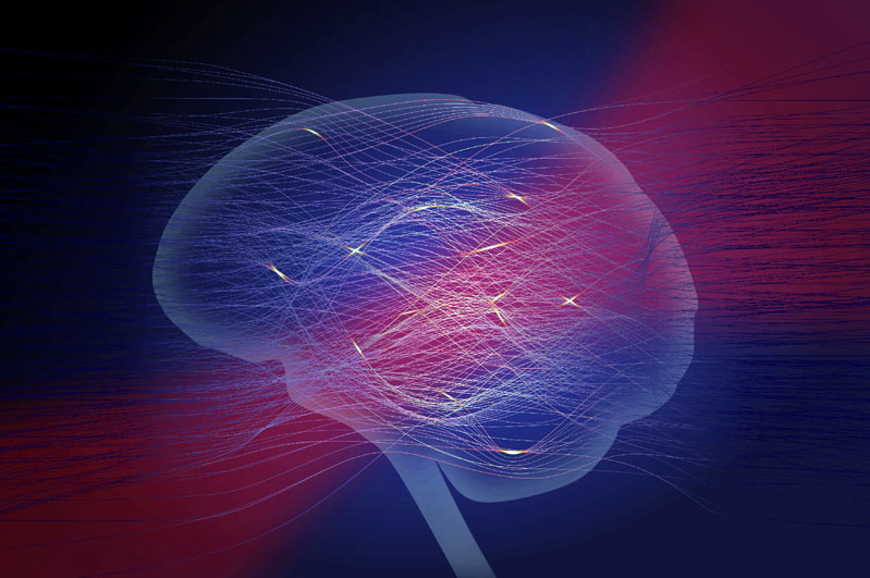 Artistic impression of neuromorphic system of waveguides.