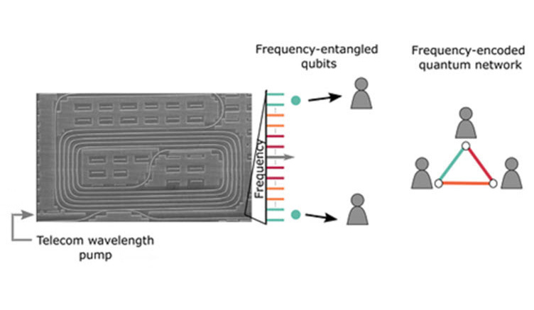 Silicon microresonator is parametric broadband source for frequency-entangled photon pairs.