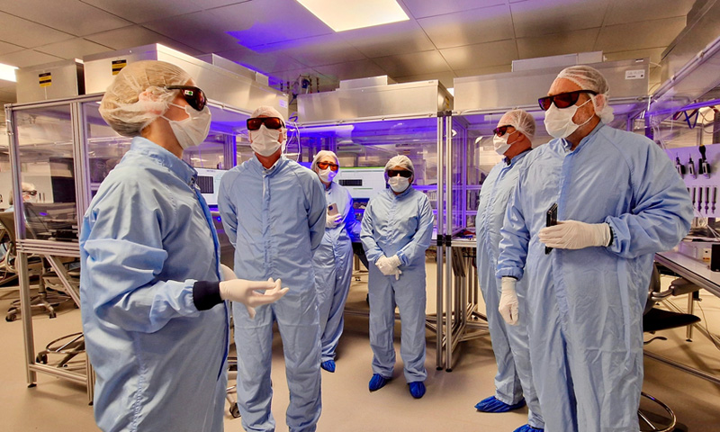 Visitors view Novanta’s new laser sub-system assembly facilities.