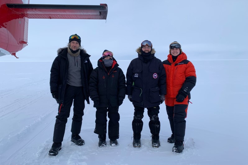 Prof. Andy Shepherd, second right, in Greenland in Spring 2022.