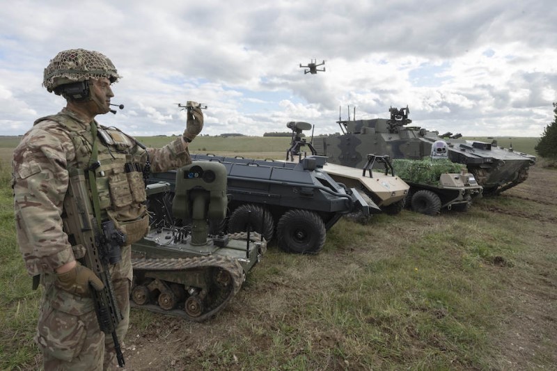 Selection of equipment on display at the UK Army Warfare Experiment 2020.